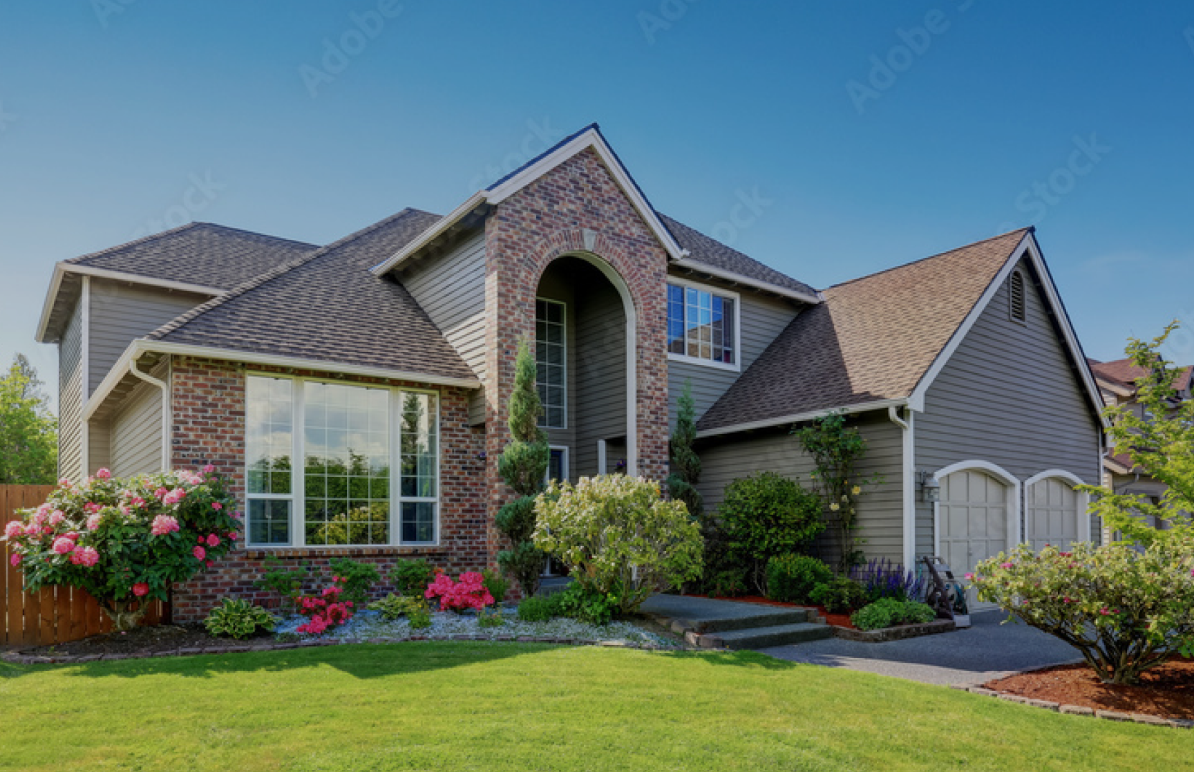 brick home with a new roof